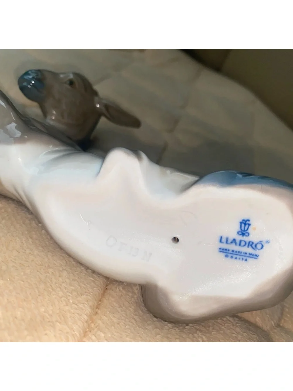 Lladro Nativity Donkey Laying Porcelain Figurine, Glazed Finish VTG F13N